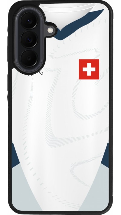 Coque Samsung Galaxy A37 - Silicone rigide noir Maillot de football Suisse Extérieur personnalisable