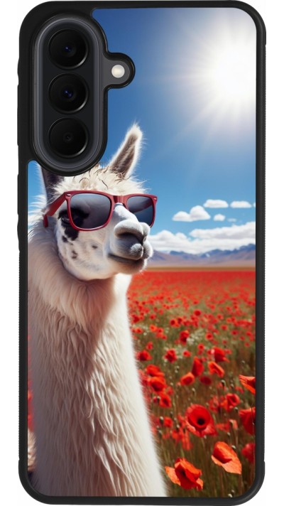 Samsung Galaxy A37 Case Hülle - Silikon schwarz Lama Chic in Mohnblume