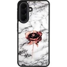 Coque Samsung Galaxy A37 - Silicone rigide noir Marble Rose Gold