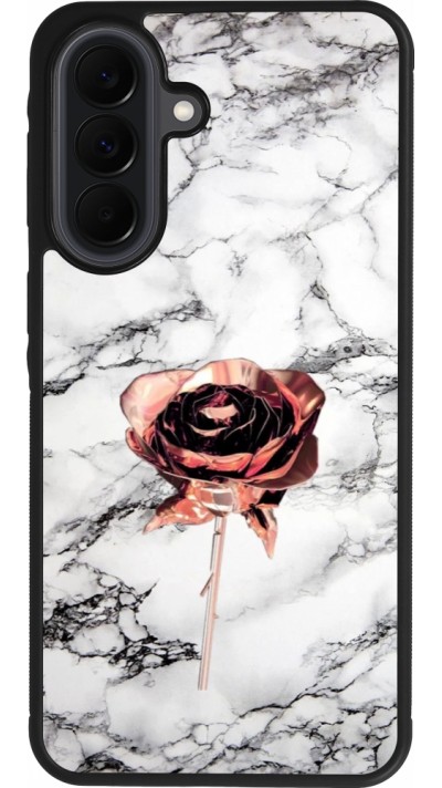 Coque Samsung Galaxy A37 - Silicone rigide noir Marble Rose Gold