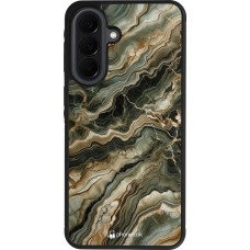 Coque Samsung Galaxy A37 - Silicone rigide noir Marbre Olive
