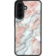 Coque Samsung Galaxy A37 - Silicone rigide noir Marbre Rose Lumineux