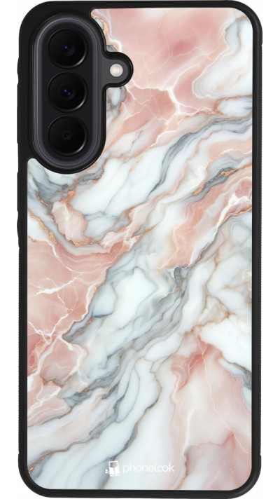 Coque Samsung Galaxy A37 - Silicone rigide noir Marbre Rose Lumineux