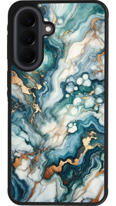 Coque Samsung Galaxy A37 - Silicone rigide noir Marbre Vert Bleu Doré