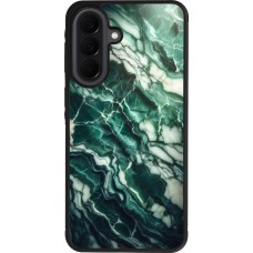 Coque Samsung Galaxy A37 - Silicone rigide noir Marbre vert majestueux