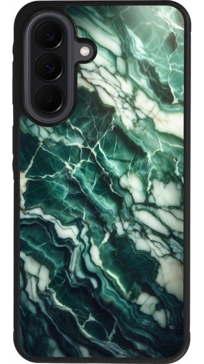 Coque Samsung Galaxy A37 - Silicone rigide noir Marbre vert majestueux