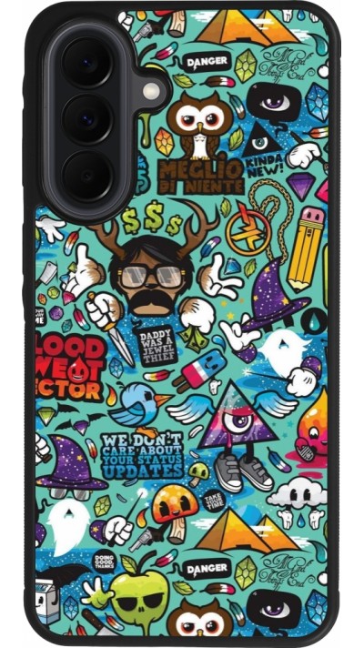 Coque Samsung Galaxy A37 - Silicone rigide noir Mixed Cartoons Turquoise