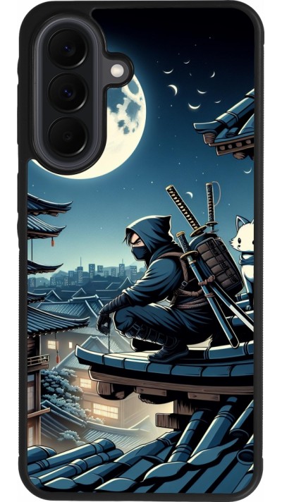 Coque Samsung Galaxy A37 - Silicone rigide noir Ninja sous la lune
