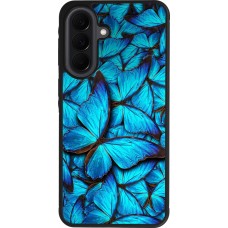 Coque Samsung Galaxy A37 - Silicone rigide noir Papillon bleu