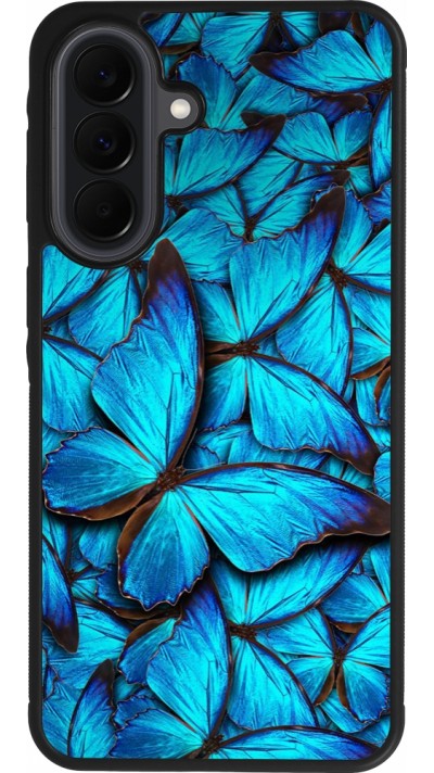 Coque Samsung Galaxy A37 - Silicone rigide noir Papillon bleu