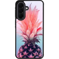 Samsung Galaxy A37 Case Hülle - Silikon schwarz Purple Pink Pineapple