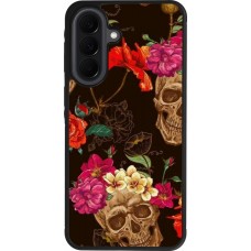 Coque Samsung Galaxy A37 - Silicone rigide noir Skulls and flowers