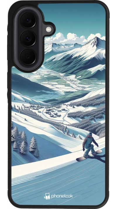 Coque Samsung Galaxy A37 - Silicone rigide noir Snowboarder Montagne