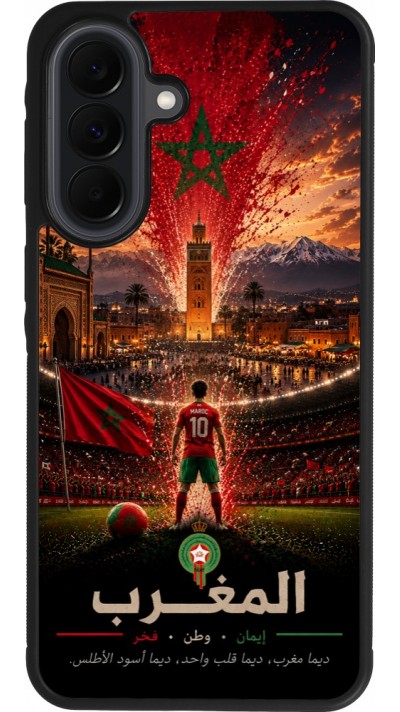 Coque Samsung Galaxy A37 - Silicone rigide noir Football Maroc splash 2026