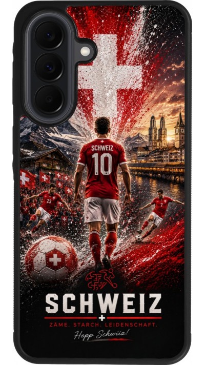 Coque Samsung Galaxy A37 - Silicone rigide noir Football Schweiz splash 2026
