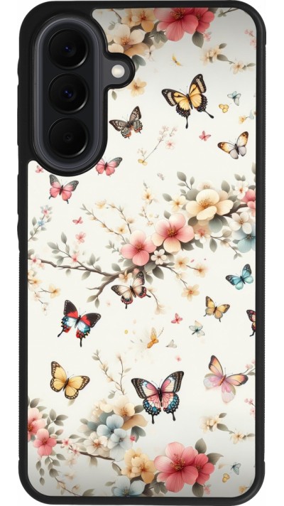 Coque Samsung Galaxy A37 - Silicone rigide noir Spring 25 Papillons Légers
