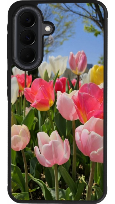 Coque Samsung Galaxy A37 - Silicone rigide noir Tulips Spring 2026