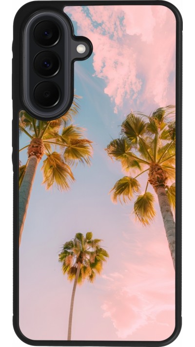 Coque Samsung Galaxy A37 - Silicone rigide noir Summer 2025 Palmiers