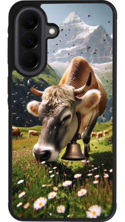 Coque Samsung Galaxy A37 - Silicone rigide noir Vache montagne Valais