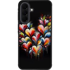 Coque Samsung Galaxy A37 - Silicone rigide noir Valentine 2024 Coeur Noir Abstrait