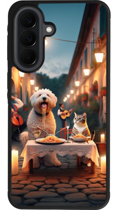 Coque Samsung Galaxy A37 - Silicone rigide noir Valentine 2024 Dog & Cat Candlelight