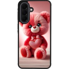Coque Samsung Galaxy A37 - Silicone rigide noir Valentine 2024 Ourson rose