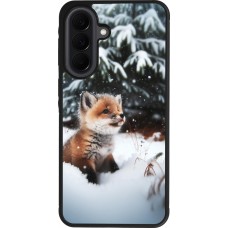 Coque Samsung Galaxy A37 - Silicone rigide noir Noël 2023 Renardeau sapin