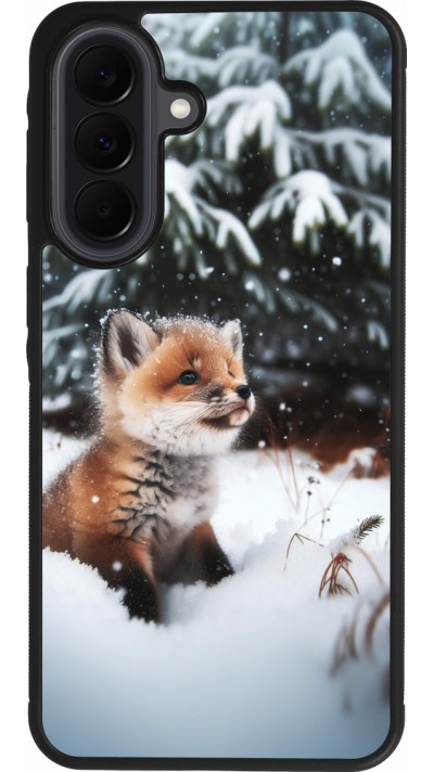 Coque Samsung Galaxy A37 - Silicone rigide noir Noël 2023 Renardeau sapin