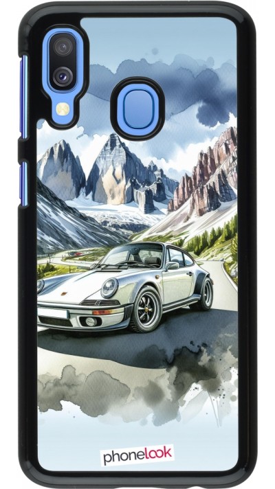 Samsung Galaxy A40 Case Hülle - Porsche 911 Berg Aquarell