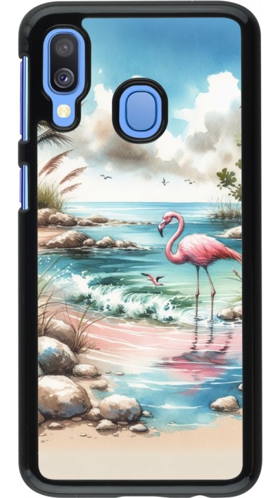 Coque Samsung Galaxy A40 - Flamant rose aquarelle