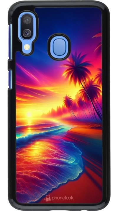 Coque Samsung Galaxy A40 - Plage coucher soleil flashy