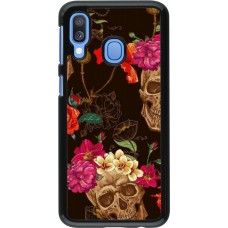 Coque Samsung Galaxy A40 - Skulls and flowers