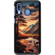 Samsung Galaxy A40 Case Hülle - Tal Sonnenuntergang Hirsch Baum