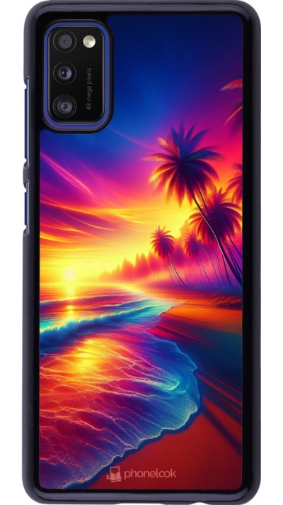 Coque Samsung Galaxy A41 - Plage coucher soleil flashy