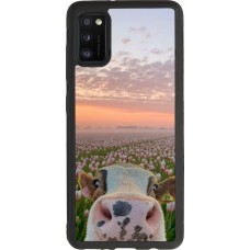 Coque Samsung Galaxy A41 - Silicone rigide noir Cow with tulips 2026