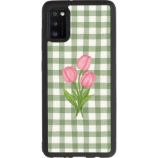 Coque Samsung Galaxy A41 - Silicone rigide noir Green vichy tulips 2026