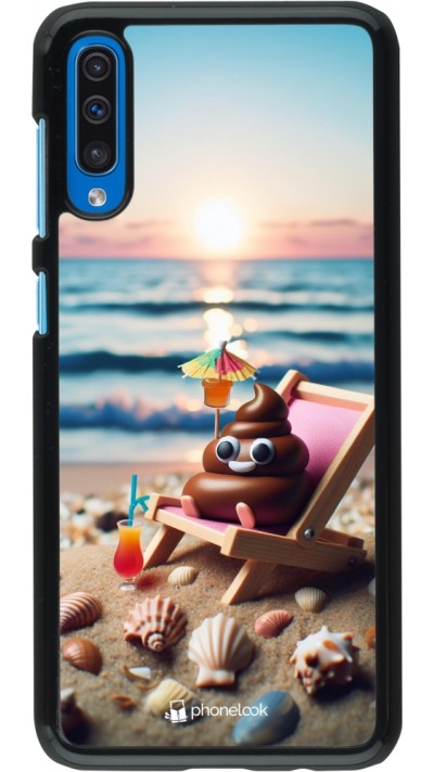 Samsung Galaxy A50 Case Hülle - Kackhaufen Emoji auf Liegestuhl