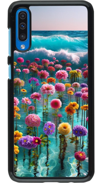 Samsung Galaxy A50 Case Hülle - Blumenmeer Wellen