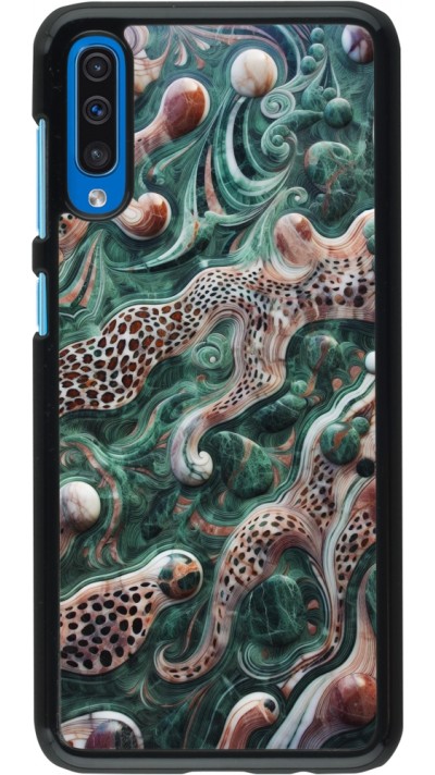 Samsung Galaxy A50 Case Hülle - Grüner Marmor und abstrakter Leopard