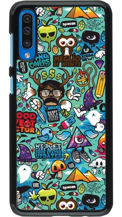 Samsung Galaxy A50 Case Hülle - Mixed Cartoons Turquoise