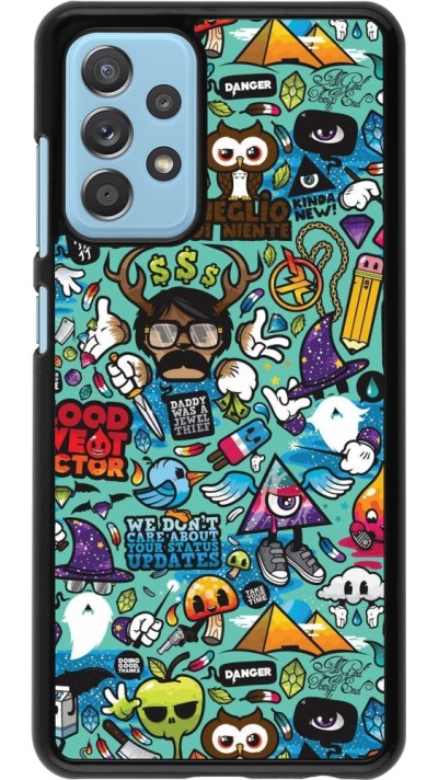 Coque Samsung Galaxy A52 - Mixed Cartoons Turquoise Coque Samsung Galaxy A52 - Mixed Cartoons Turquoise