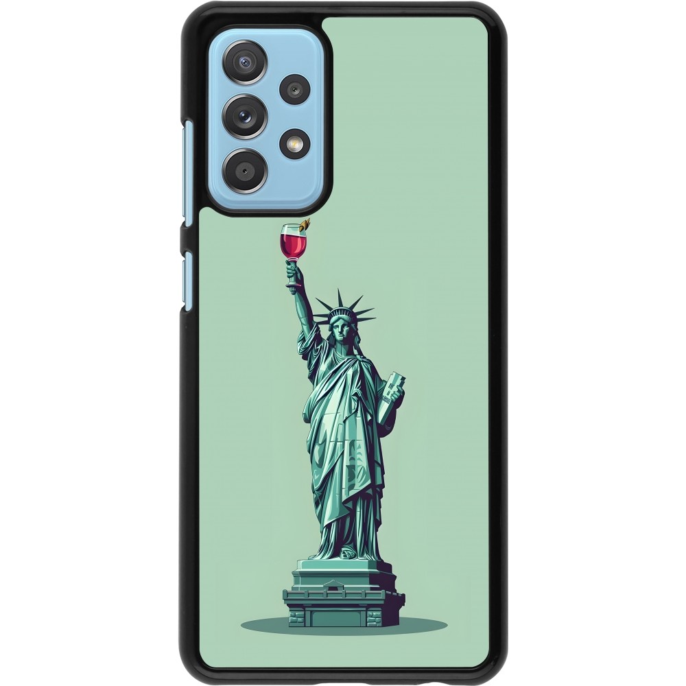 Coque Samsung Galaxy A52 - Wine Statue de la liberté avec un verre de vin