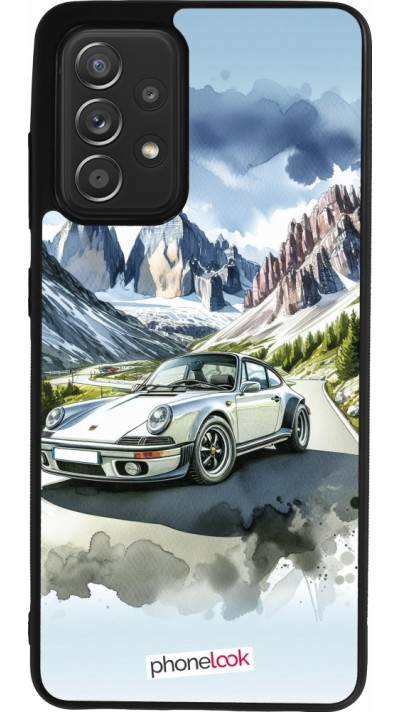 Coque Samsung Galaxy A52 - Silicone rigide noir Porsche 911 Mountain Watercolor