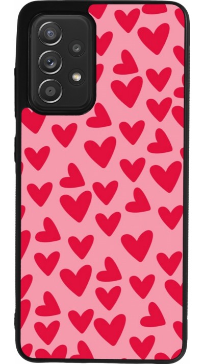 Coque Samsung Galaxy A52 - Silicone rigide noir Mom 2024 petits coeurs