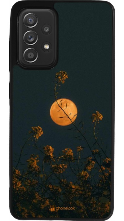 Coque Samsung Galaxy A52 - Silicone rigide noir Moon Flowers