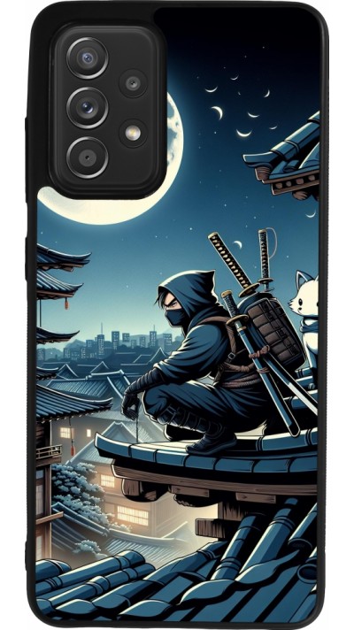 Coque Samsung Galaxy A52 - Silicone rigide noir Ninja sous la lune