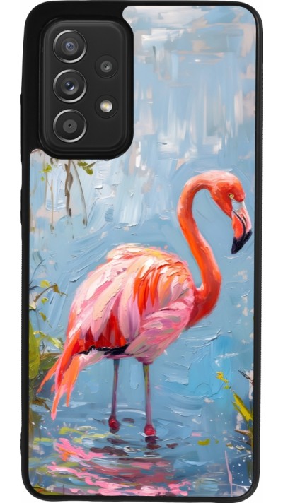 Coque Samsung Galaxy A52 - Silicone rigide noir Paint Flamingo