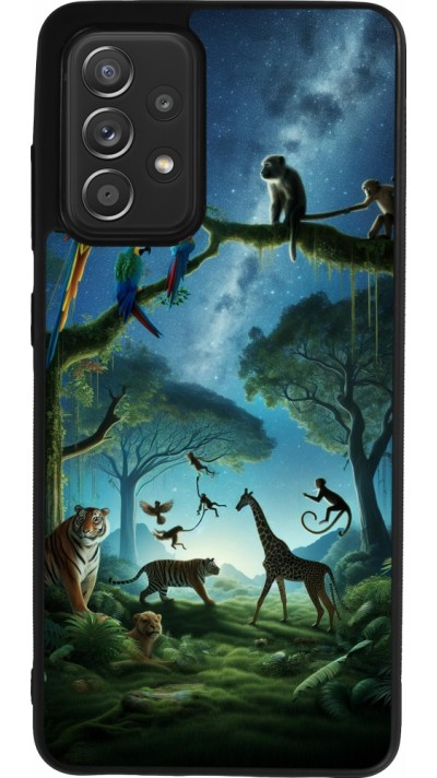 Coque Samsung Galaxy A52 - Silicone rigide noir Paradis des animaux exotiques