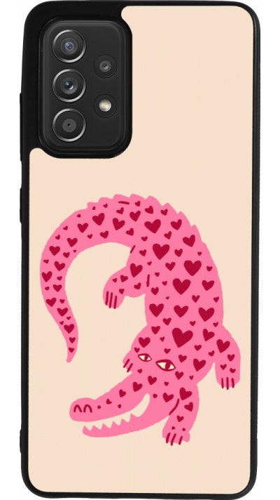 Coque Samsung Galaxy A52 - Silicone rigide noir Pink crocodile 2026