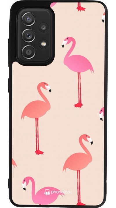 Coque Samsung Galaxy A52 - Silicone rigide noir Pink Flamingos Pattern